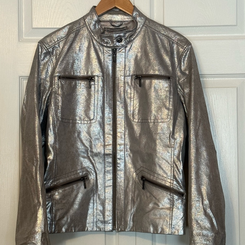CHICO SILVER METALLIC LEATHER JACKET